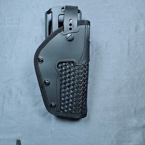 Black Basketweave Duty Holster Right Hand Mid Ride Belt Loop Tactical Gear